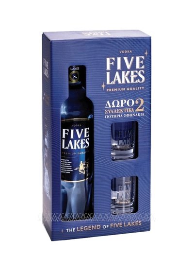 Vodka Five Lakes 700ml Με 2 Ποτήρια Vodka Five Lakes 700ml Με 2 Ποτήρια